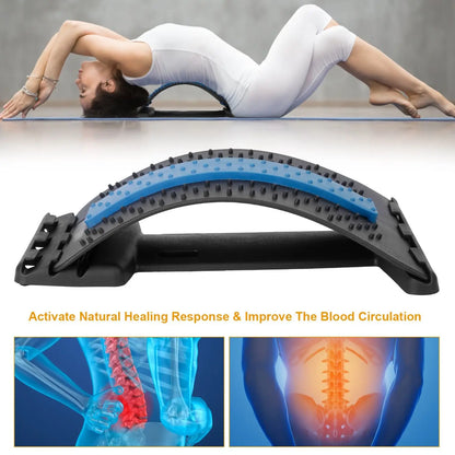 3-Level Adjustable Back Stretcher, 96 Massage Points for Pain Relief, Arch Spinal Groove Support, 220lbs Capacity, for Sedentary/Driving/Posture Correction, 1 Piece
