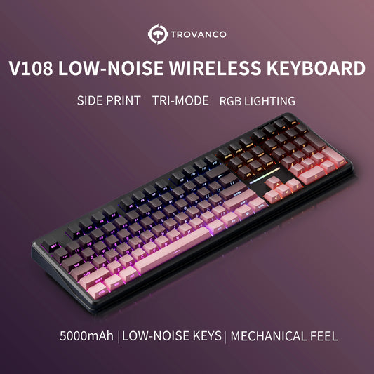 V108 Bluetooth Keyboard  Office Low Noise 2.4G Wired&Wireless Full Layout with RGB Backlit Membrane