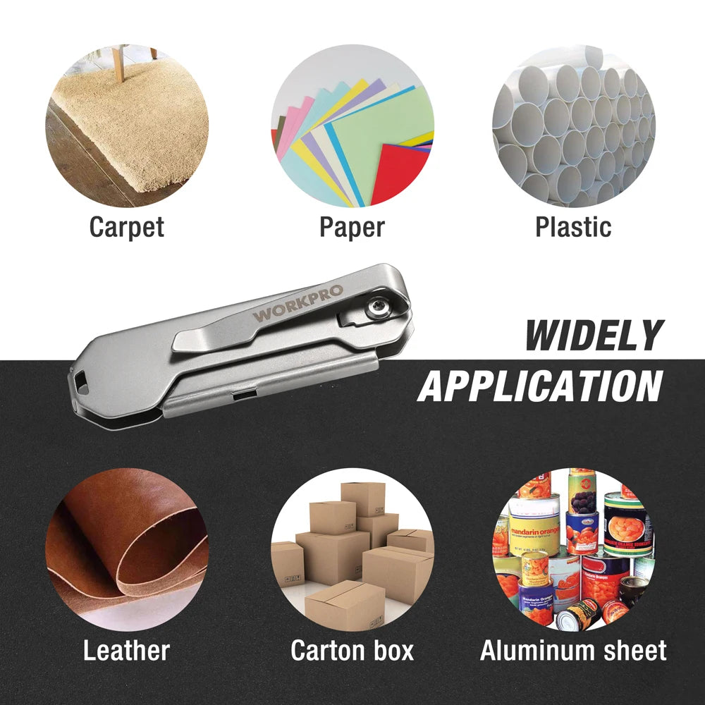 WORKPRO-Folding Pocket Utility Knife, Stainless Steel, Quick Change, Paper Cutter, Camping, Tourist DIY Hand Tools