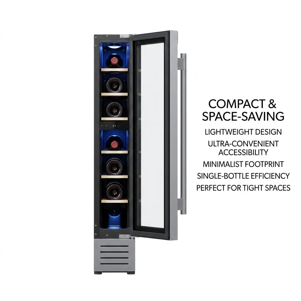 7 Bottle Mini Wine Cooler Refrigerator 5.7 Inch Freestanding Built-in Wine Fridge Constant Temperature R600a Small Wine Chiller Cabinet For Home Bar Kitchen