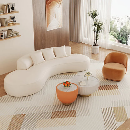 Nordic Cat-Scratch-Resistant Leather Living Room Sofa Modern Rest Area Reception Sofa Simple Curved Commercial Furniture FYSS