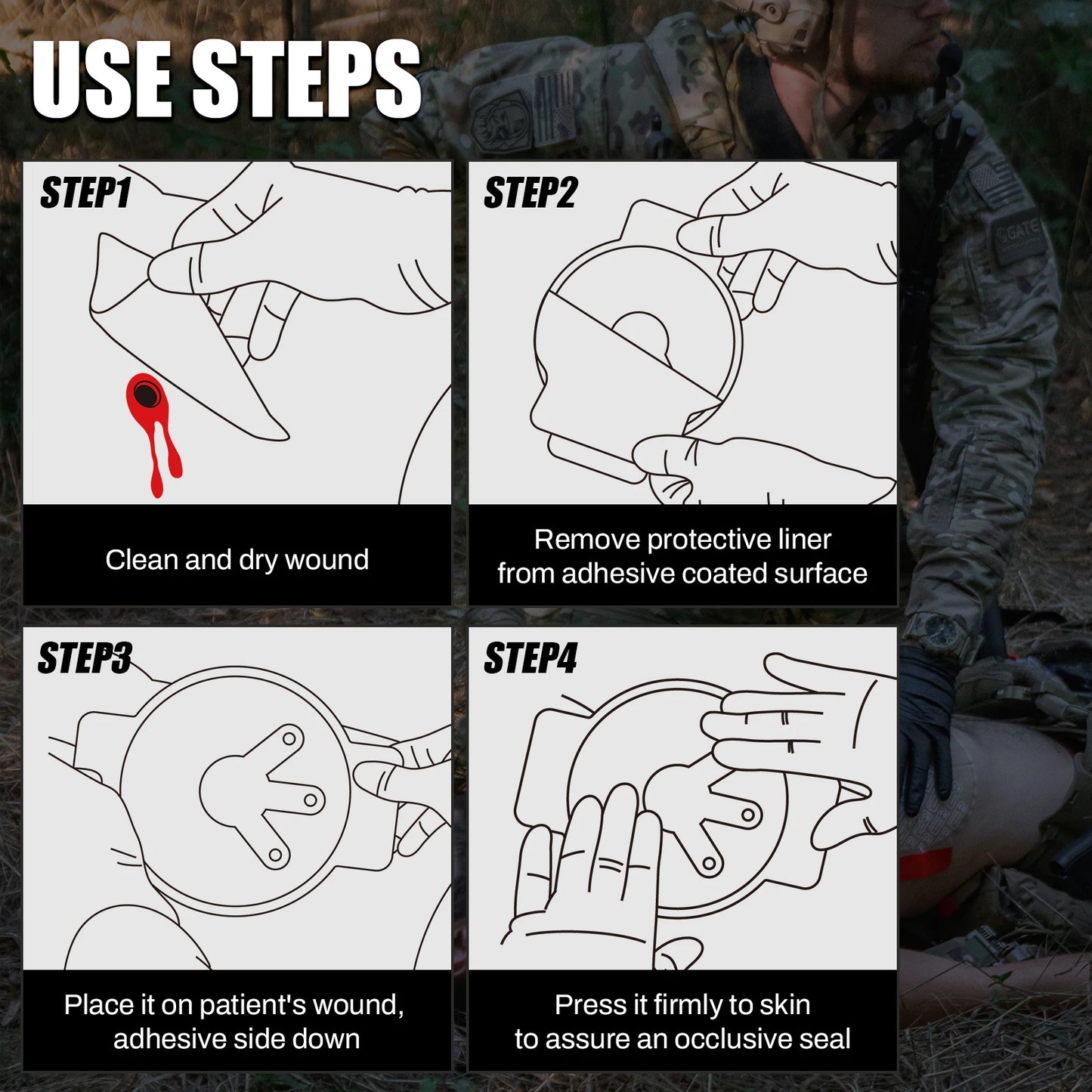 Rhino Rescue Chest Seal Medical Prevent Puncture Wounds Dressing Pneumothorax Emergency First Aid Trauma