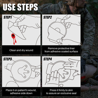 Rhino Rescue Chest Seal Medical Prevent Puncture Wounds Dressing Pneumothorax Emergency First Aid Trauma
