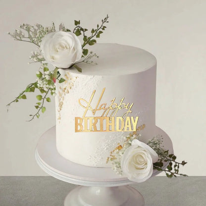 5pcs Happy Birthday Cake Toppers Mirror Acrylic Side Cake Decorations for Birthday Cake Decor Party Decorations