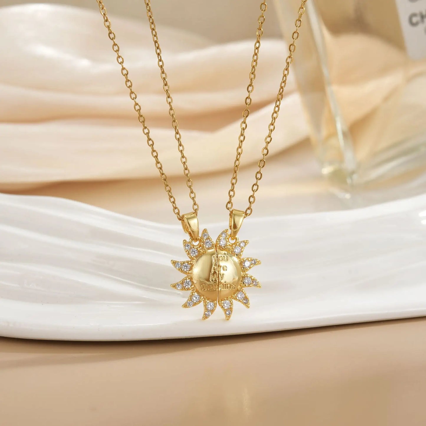 LATS New Stainless Steel Magnetic Sun Moon Couple Necklace Fashion Chain for Men and Women Good Friend Gifts Trend Jewelry