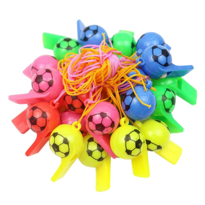 10/20/30pcs Football Style Whistle with Rope Plastic Colorful Party Gathering Noise Producing Material Cute Cartoon Whistles TMZ