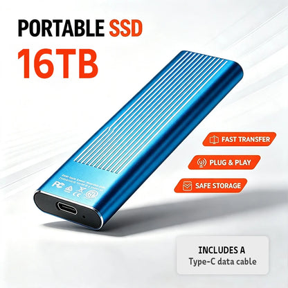 Mini Portable SSD 12TB High‑speed Authentic High‑performance for Desktop PC Mac Surveillance Monitoring Video File Data Storage