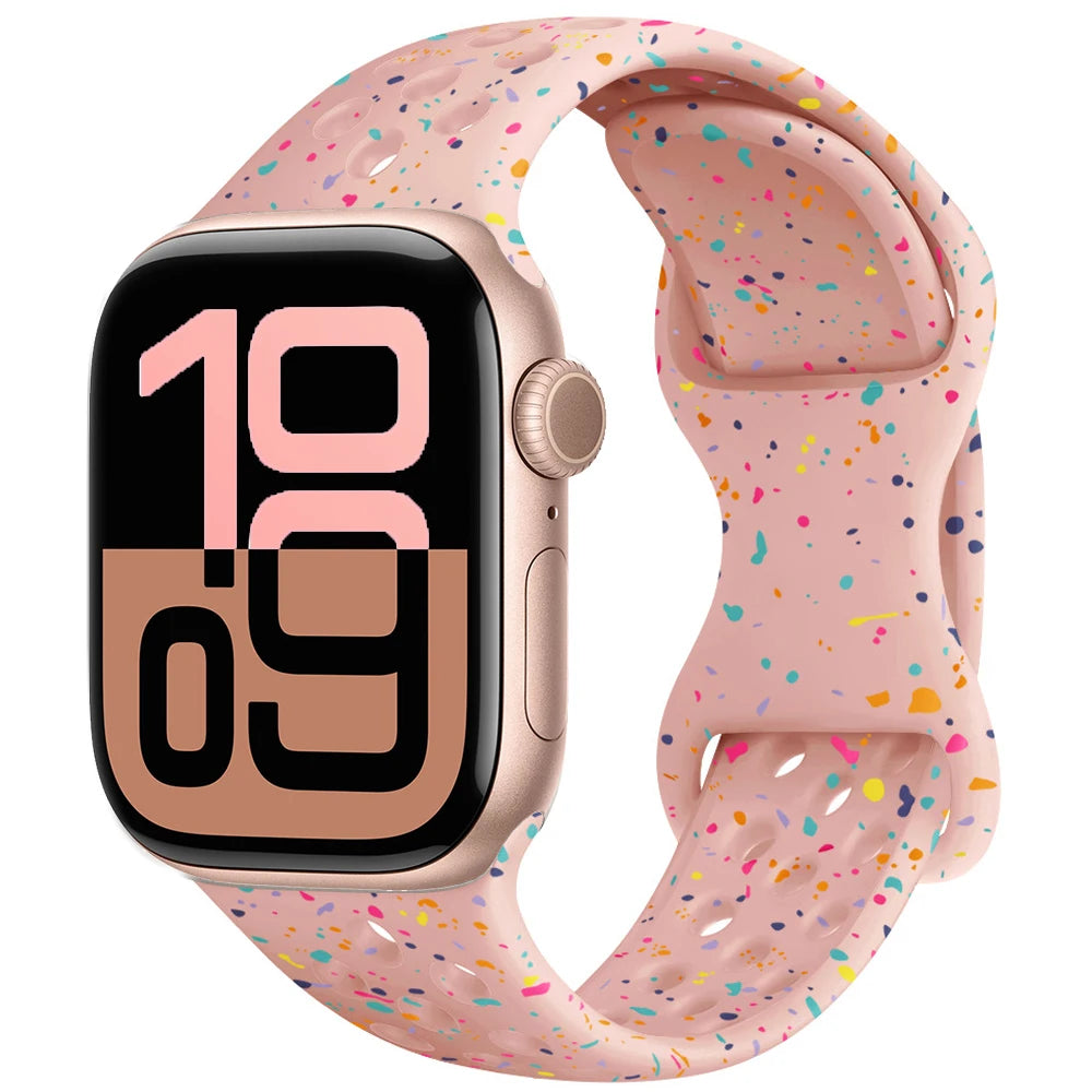 Silicone Strap For Apple Watch 11 10 9 8 7 46mm 45mm 42mm 41mm Ultra 3/2 49mm Breathable Bracelet Wristband iWatch 6 5 4 SE 44mm