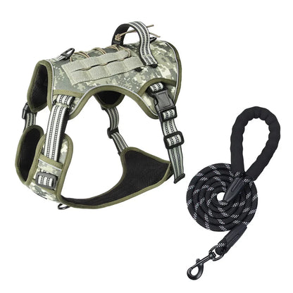 Large Dog Tactical Vest Multi-Function MOLLE-Compatible Harness with Anti-Pull Design for Outdoor Training Gear