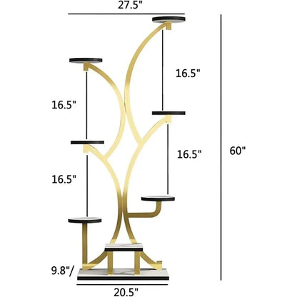 7-Tier Metal Indoor Plant Stand, Tall Ladder-Style Holder for Living Room, Balcony, or Patio (20.5x60, White)
