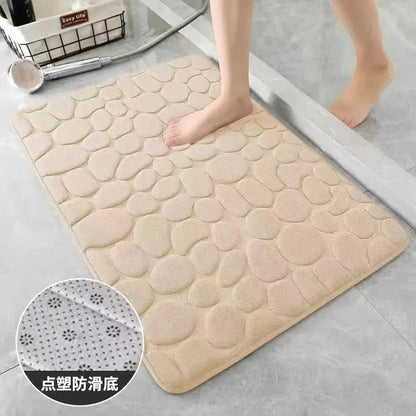 40x60cm/50x80cm Bath Rugs Mat Non Slip Cobblestone Embossed Carpets Bathroom Floor Mat Memory Foam Bathmat Washable Doormat