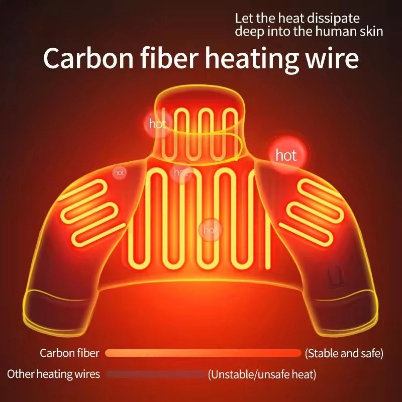 Electric Heating Massager Pads for Shoulder Neck Back - Winter Body Warmer Soft Vest Hot Compress Relieves Fatigue