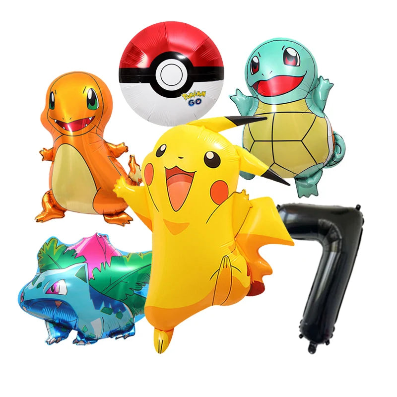 Pikachu Cartoon Balloon Garland Kit Lightning Foil Balloons Kids Birthday Party Supplies