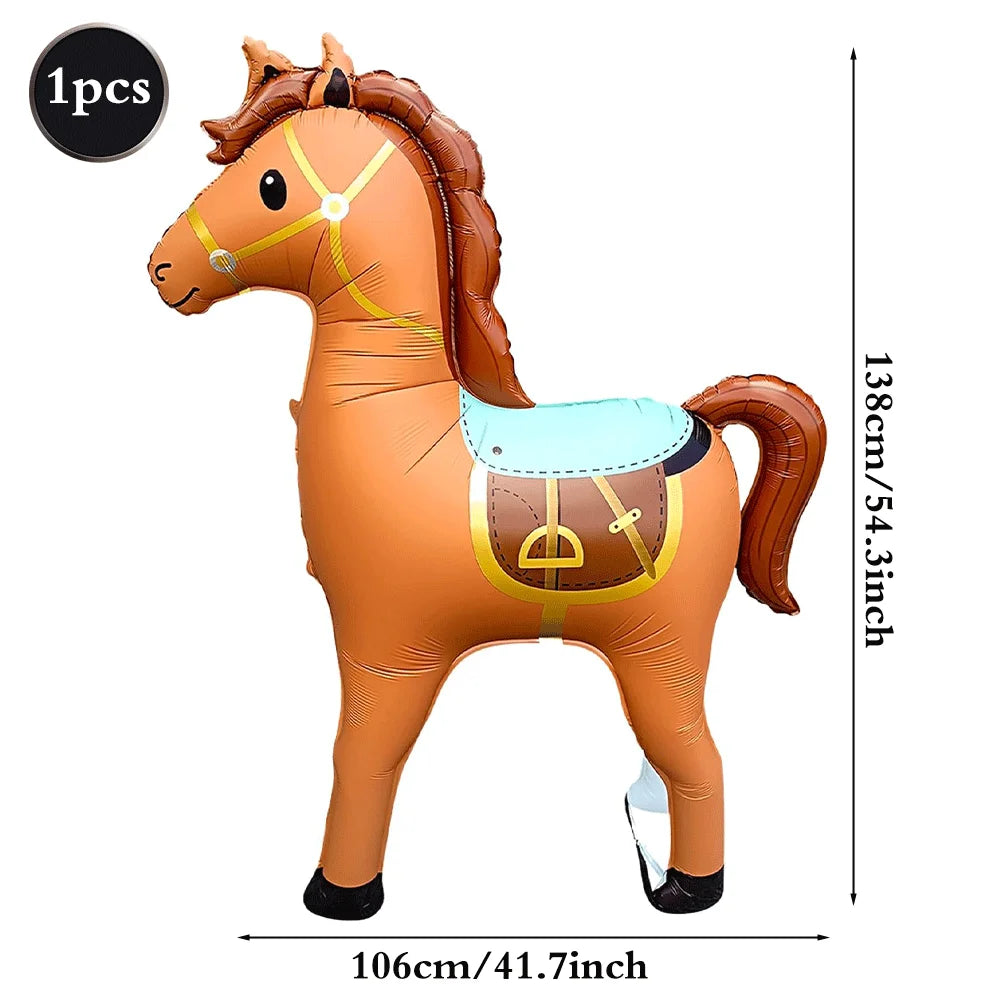 Giant Horse Standing Balloon Oversize Brown Horse for Western Cowboy Rodeo Themed Birthday Party Baby Shower Decoration Supplies