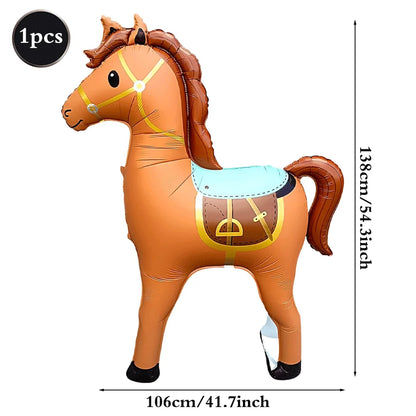 Giant Horse Standing Balloon Oversize Brown Horse for Western Cowboy Rodeo Themed Birthday Party Baby Shower Decoration Supplies