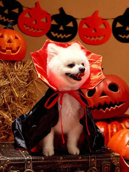 1 PC Halloween Red & Black Vampire Cape, Pet Costume SP260705215361087732970