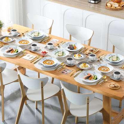 VEWEET 30-Piece Porcelain Ceramic Kitchen Dinner Plate Set with 6pcs Dessert Plates/Soup Plates/Dinner Plates/Cups/Saucers