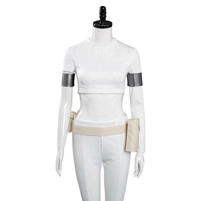 Padme Cosplay Amidala Fantasia Costume White Uniform Cloak Belt Movie Space Battle Disguise for Women Halloween Carnival Suit