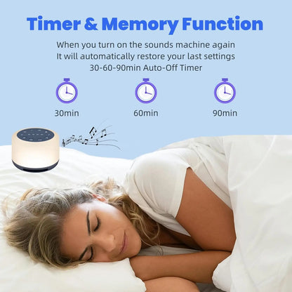 7 RGB Night Light & 24 Soothing Relax Sleep Sounds Machine with Adjustable Brightness Wireless Speaker White Noise Sound Machine