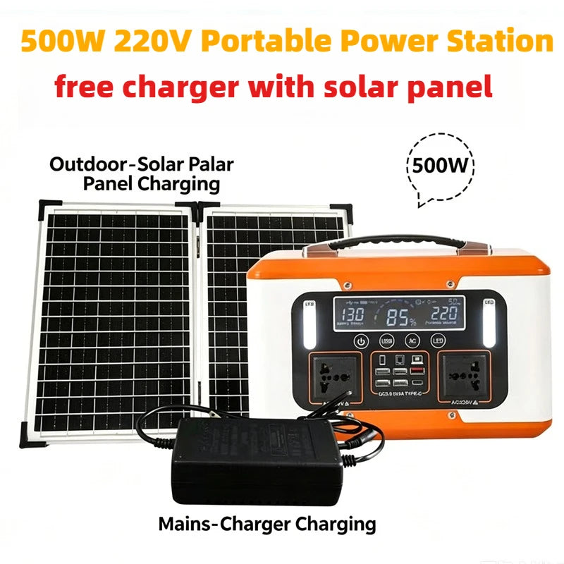 New High Power 600W 500W Portable Power Station 220V 55Ah/40Ah Solar Outdoor Mobile Power Supply Home Emergency Energy Storage