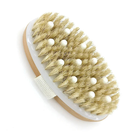 2 In 1 Dry Skin Body Brush Natural Bristle Dead Skin Remover Anti Cellulite Exfoliates Blood Circulation Health Massage Tools