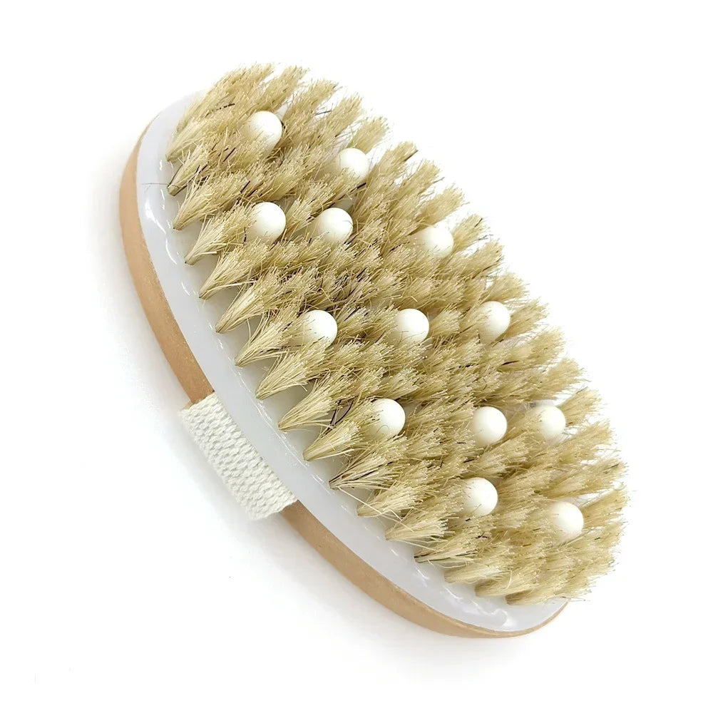 2 In 1 Dry Skin Body Brush Natural Bristle Dead Skin Remover Anti Cellulite Exfoliates Blood Circulation Health Massage Tools