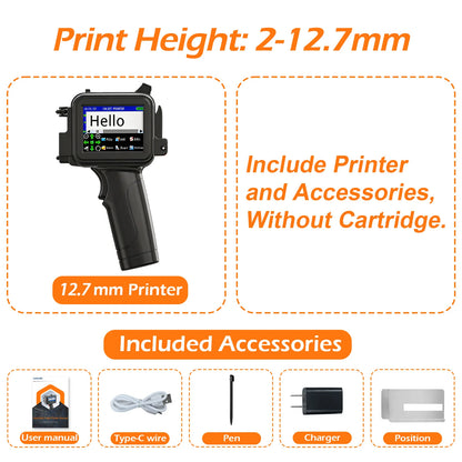 Cenliro Mini Handheld Inkjet Printer CL11P with Black Fast-drying Ink Cartridge for Date Batch Number Logo Code On Any Surfaces