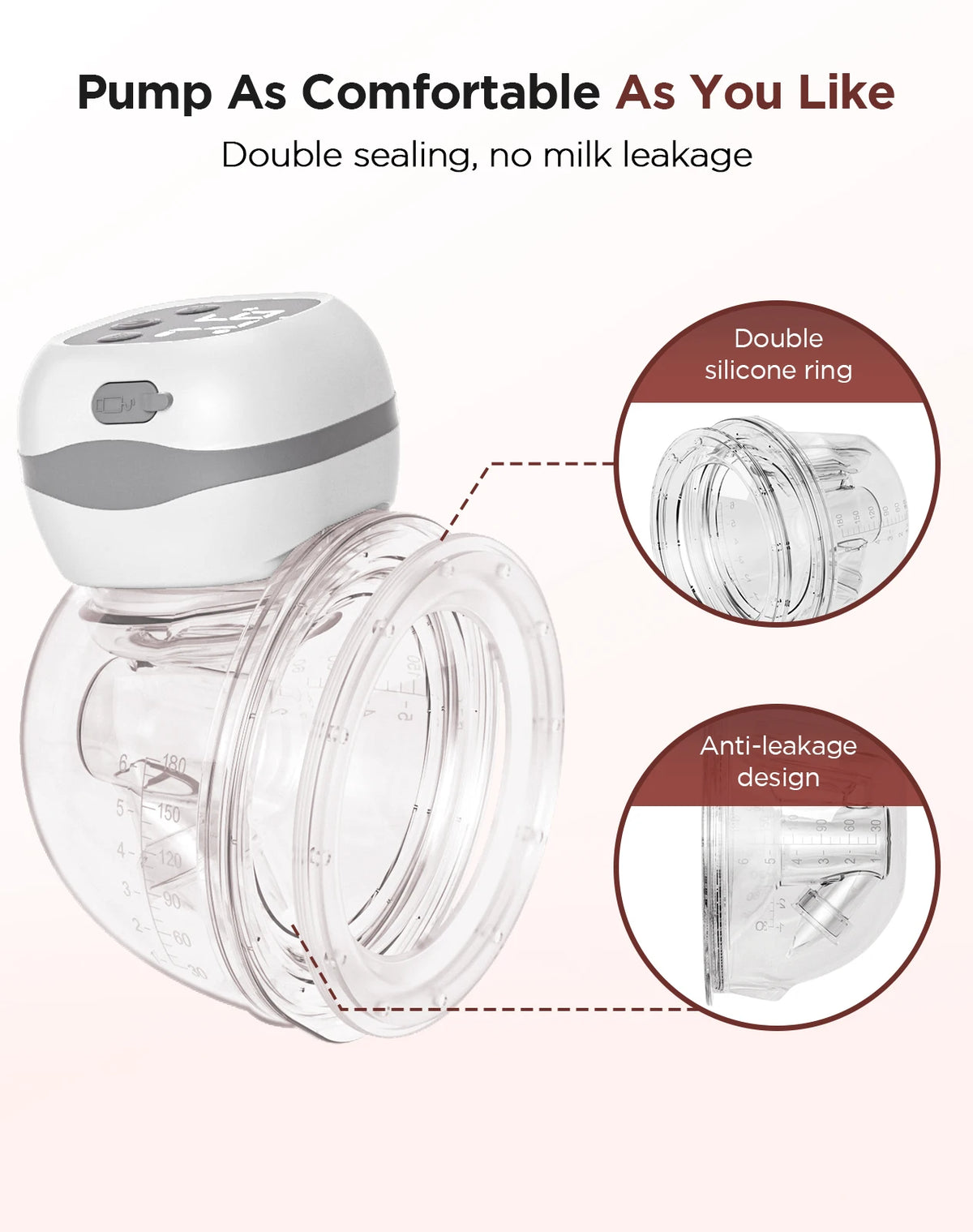Updated Electric Breast Pump 21/24mm BPA-Free Breastpump 3 Modes & 12 Suction Levels Ultra Quiet 45dB for Working Moms & Travel