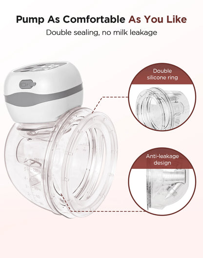 Updated Electric Breast Pump 21/24mm BPA-Free Breastpump 3 Modes & 12 Suction Levels Ultra Quiet 45dB for Working Moms & Travel
