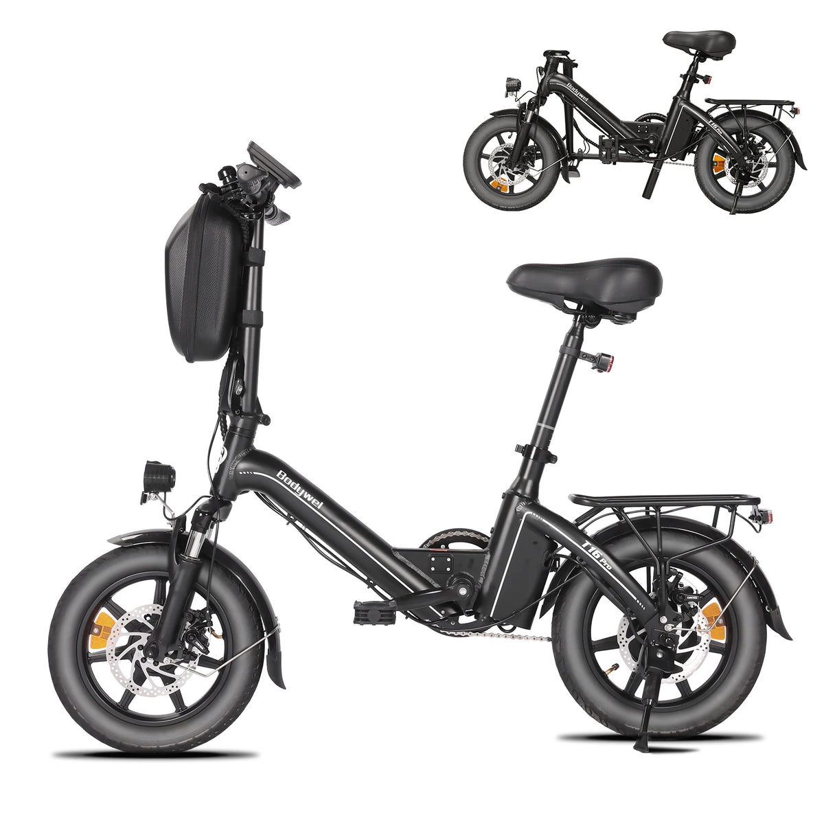 Bodywel T16Pro Folding Electric Bike | 250W Motor 14-Inch Wheels | Commuter E-Bike with Disc Brakes