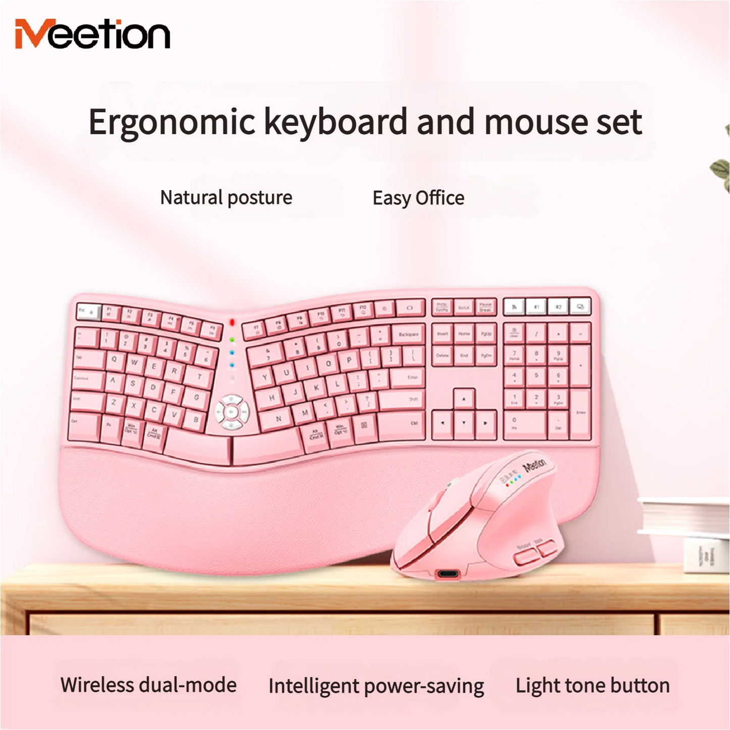 Premium 2.4G/Bluetooth Dual-Mode Rechargeable Ergonomic Keyboard And Mouse Combo Wrist Rest Multimedia Keyboard Mouse Set For PC