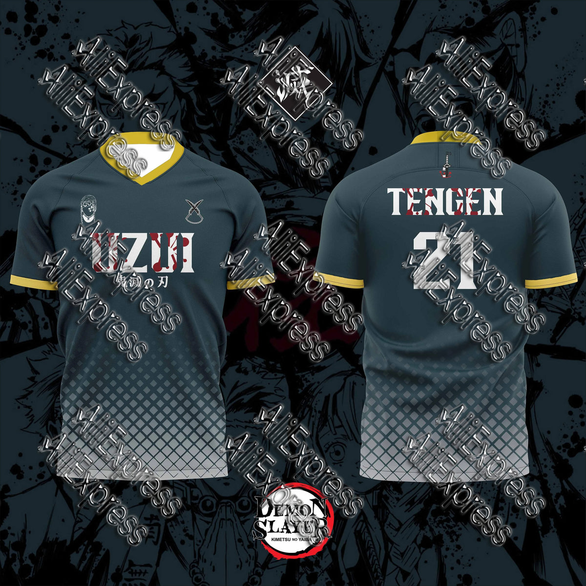 Summer Vintage Anime Devil Slayer Short Sleeve Tops Fashion Unisex Manga Breathable V-Neck T-Shirt Japanese Classic Anime Tee