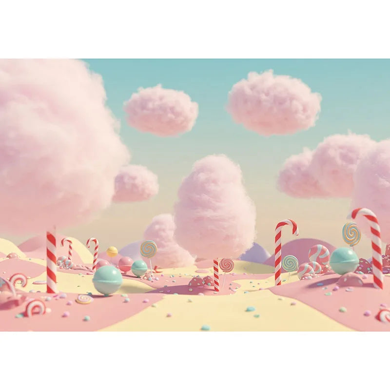 Candyland Backdrop Fantasy Candy Theme Castle Lollipop Party Banner for Girls Birthday Decor Photography Background Photo Booth
