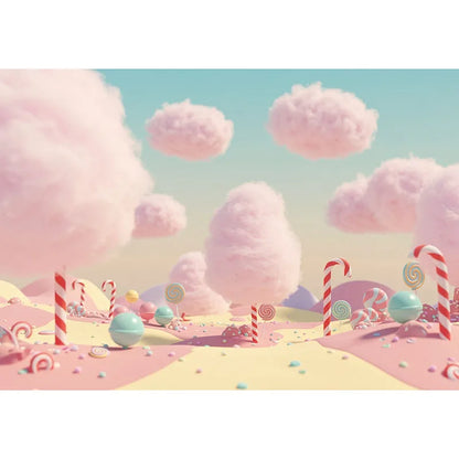 Candyland Backdrop Fantasy Candy Theme Castle Lollipop Party Banner for Girls Birthday Decor Photography Background Photo Booth