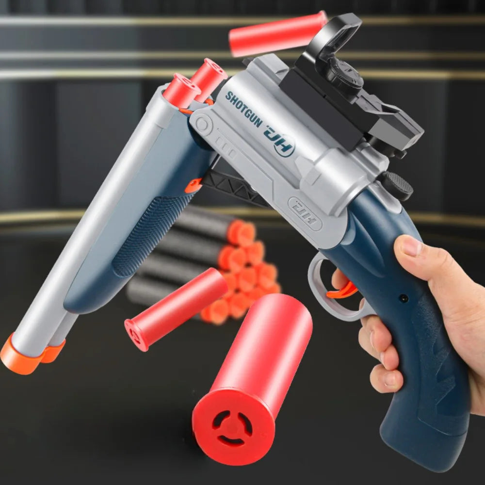 Double-barreled Toy Gun Realistic Soft Bullet Blasters Educational Shooting Toy Shotgun Gifts for Boys Christmas Birthday