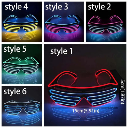 Fashion Wireless LED Glowing Glasses Cool Colorful Neon Glasses Glow-in-the-dark Double Colors Luminous Glasses Wedding Party