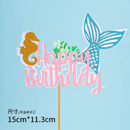 Mermaid Cake Decoration Kawaii Doll Mermaid Birthday Cake Toppers Girls Happy Birthday Party Supplies Creative Dessert Supplie