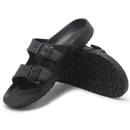 Litfun Women Summer Fashion Slippers 2025 New Outdoor Non-slip Beach Sandals With Double Buckle Indoor Casual Flat House Slides