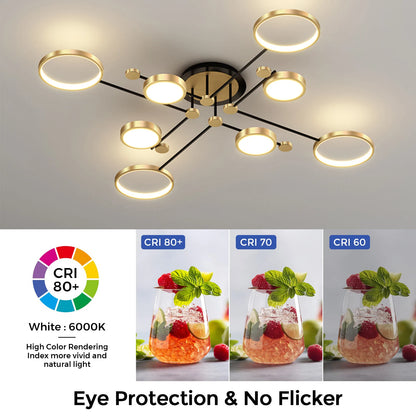 Interior Led Ceiling Lights Golden Smart Remote Control Dimming Ceiling Chandelier Home Lighting Fixture Bedroom Kitchen Lamp