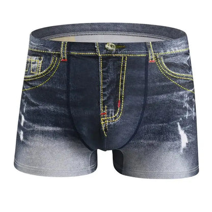 1PCS Men's underwear  denim print  cotton U-shaped design, breathable boxer, men's comfort cotton