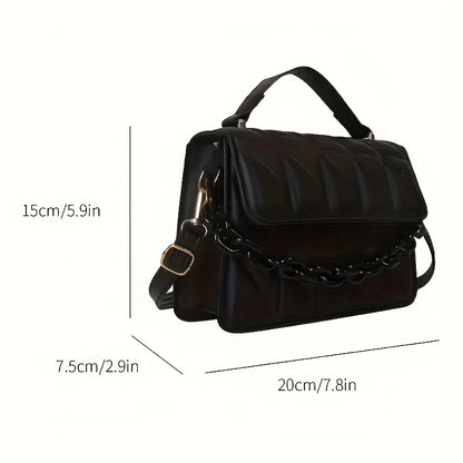 Quilted Rhombus Small Handbag for Women, Retro Thick Chain Flap Square Purse, Versatile Crossbody Shoulder Bag for Daily Outfit