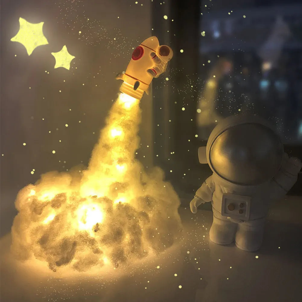 Creative Astronaut Night Light DIY Small Rocket Lamp Material Set 2M Space Themed LED Light String USB Charging Kids Home Decor