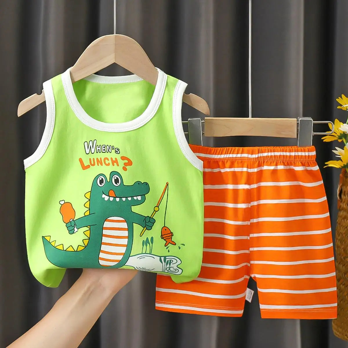 Summer Children's Vest Set Pure Cotton Baby Sleeveless Vest 2-piece Clothes Boy's Clothing Set Baby Toddler Clothing For Boy