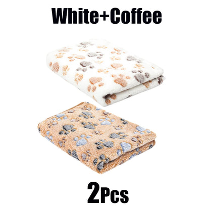 Pet Blanket Cute Dog Paw Print Blanket Pet Mat Warm Comfortable Blanket for Cat Dogs Soft Fluffy Pet Mat Flannel Dog Blanket