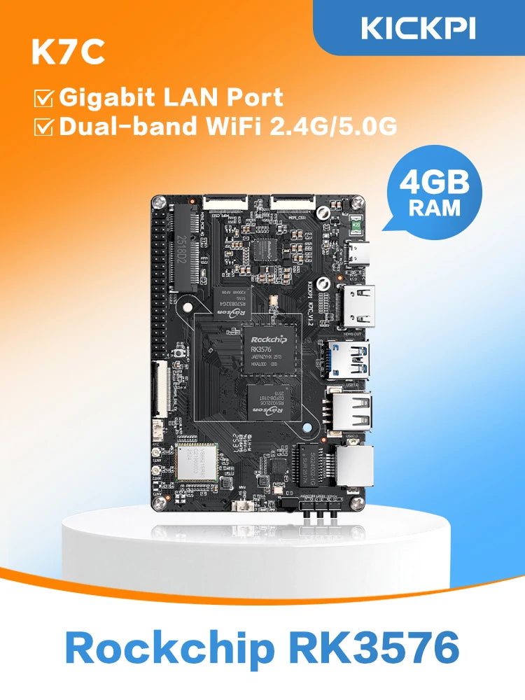 KICKPI K7C Single Board Computer,Rockchip RK3576 Development Board Android Debian Ubuntu OS for Internet of Things, Smart Home