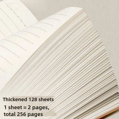 A6 Pocket Thickened Notebook 256 Pages 128 Sheets Line Blank Grid Inner Pages Kraft Paper Cover Small Notepad Book