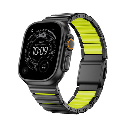 Titanium Fluororubber Strap for Apple Watch Ultra 4 3 2 49mm Series 12 11 10 46mm Magnetic Band for Iwatch 9 8 7 45mm 6 SE3 44mm