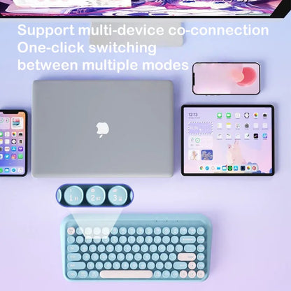 B.O.W K500D  Wireless Bluetooth keyboard with light sound, retro style, ultra-thin and portable for office use