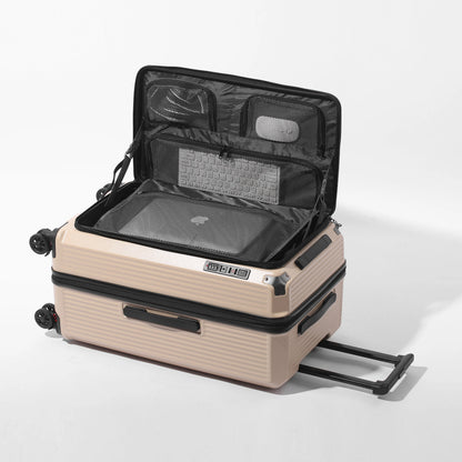 Multi-Functional PC Luggage Expandable Suitcase TSA Lock USB Type-C Port Shockproof Brake Wheel Front Open Carry On Trolley Case