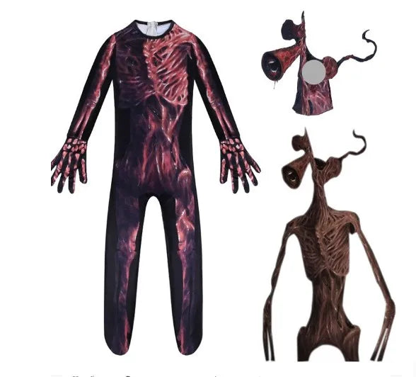 Siren Head Cosplay Costume With Mask Boys Girls Anime Funny Party Bodysuit Halloween Carnival Fancy Dress Jumpsuits